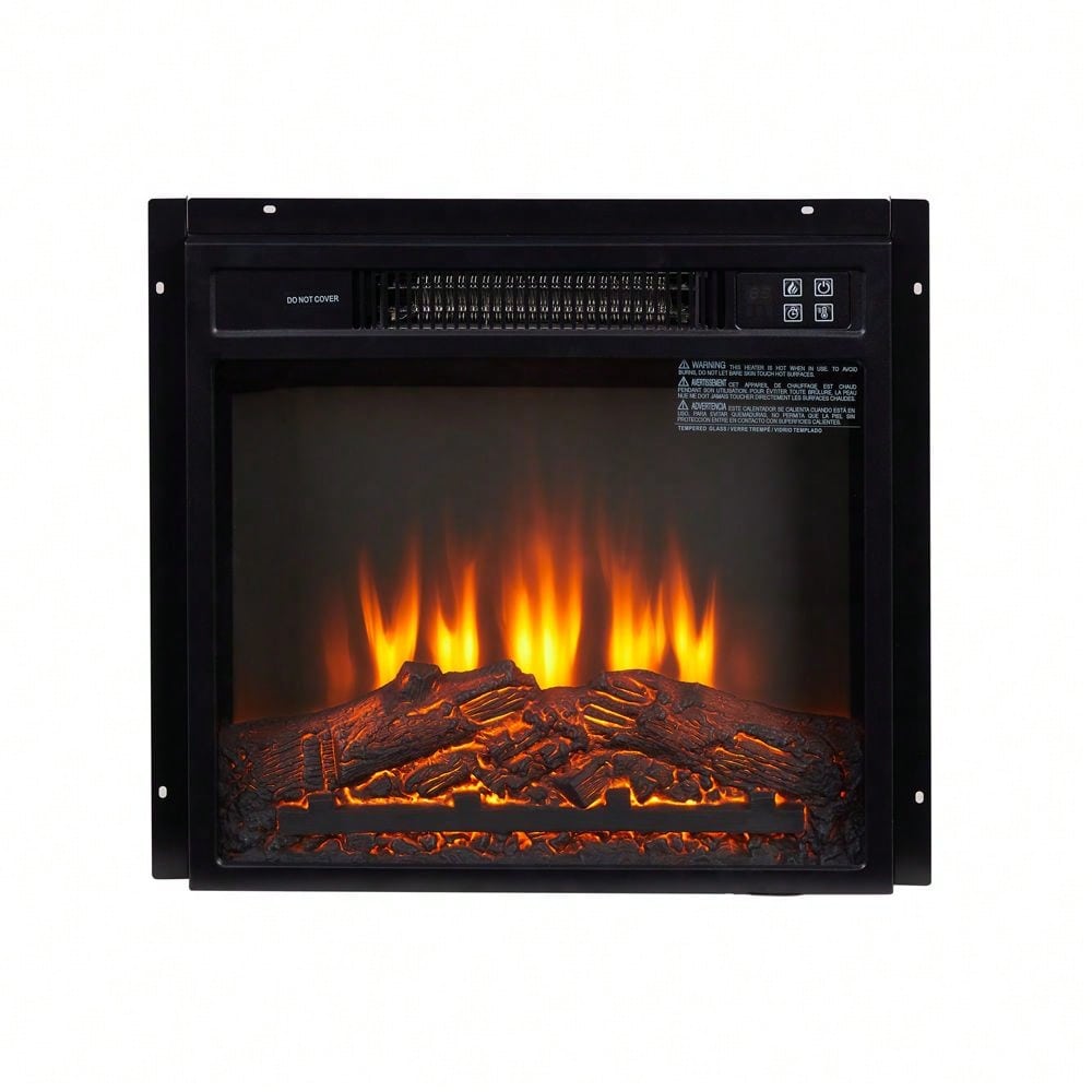 Electric Fireplace Insert 18" 1400W 120V, Realistic Flame Effects, Remote Control, Not Intended For Stand Alone Use