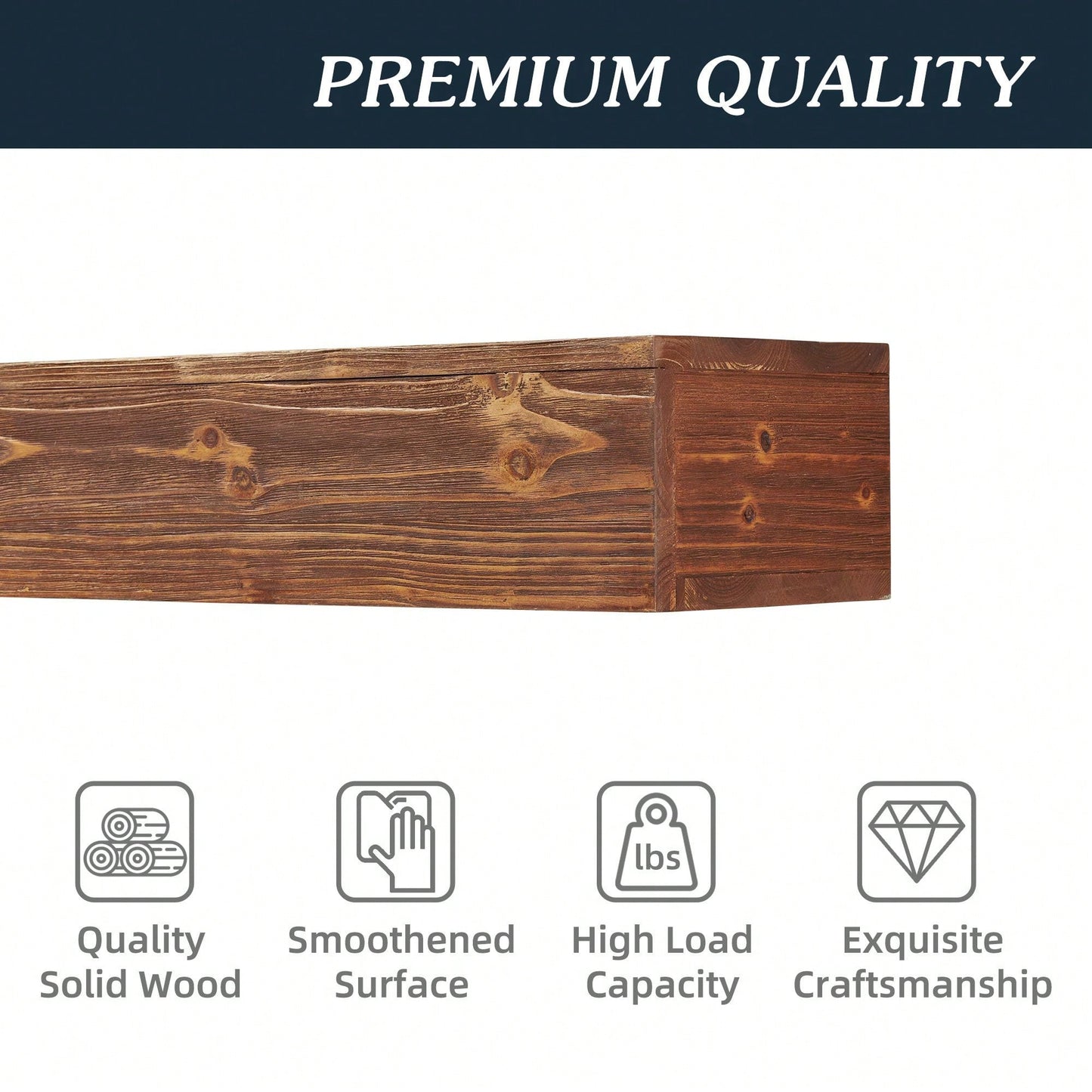 48" Rustic Wood Fireplace Mantel , Wall-Mounted & Floating Shelf For Home Decor