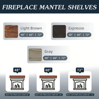 48" Rustic Wood Fireplace Mantel , Wall-Mounted & Floating Shelf For Home Decor