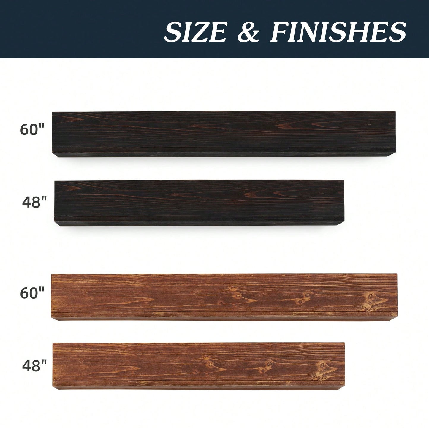 48" Rustic Wood Fireplace Mantel , Wall-Mounted & Floating Shelf For Home Decor