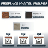 48" Rustic Wood Fireplace Mantel , Wall-Mounted & Floating Shelf For Home Decor