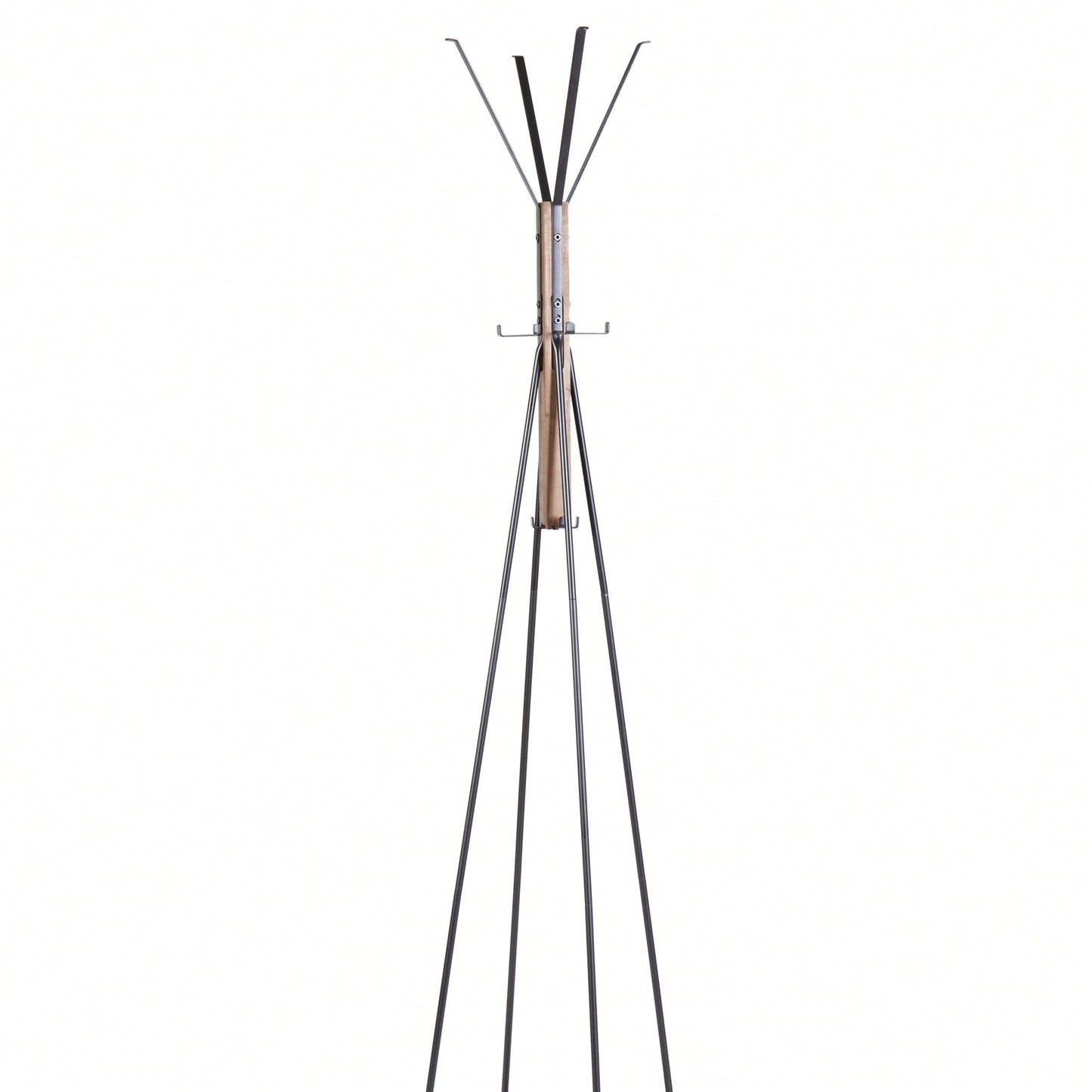 Reclaimed Wood And Metal Freestanding Coat Rack With Hooks