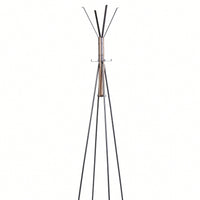 Reclaimed Wood And Metal Freestanding Coat Rack With Hooks