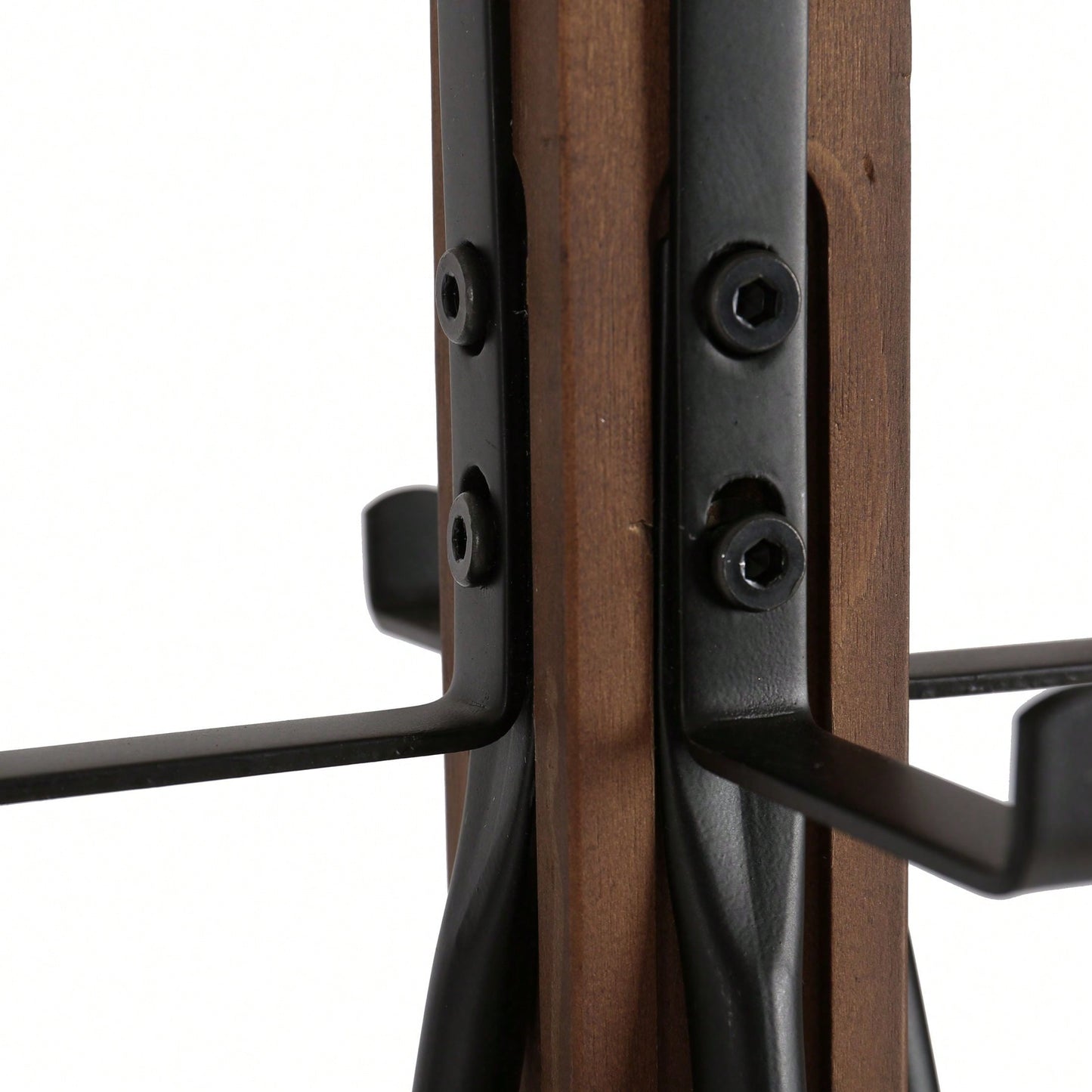 Reclaimed Wood And Metal Freestanding Coat Rack With Hooks