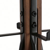 Reclaimed Wood And Metal Freestanding Coat Rack With Hooks