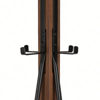 Reclaimed Wood And Metal Freestanding Coat Rack With Hooks