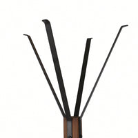 Reclaimed Wood And Metal Freestanding Coat Rack With Hooks