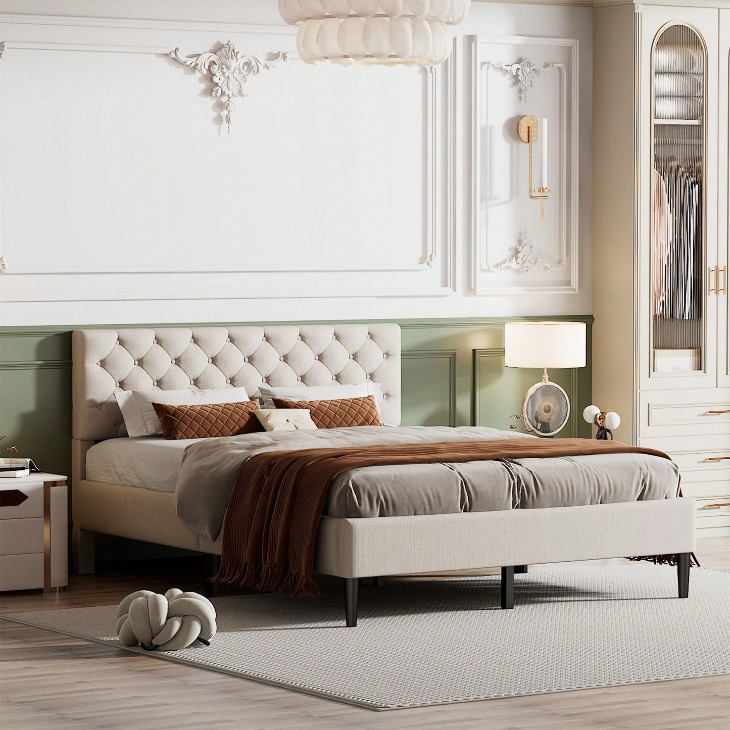 Upholstered Platform Bed, Queen Size