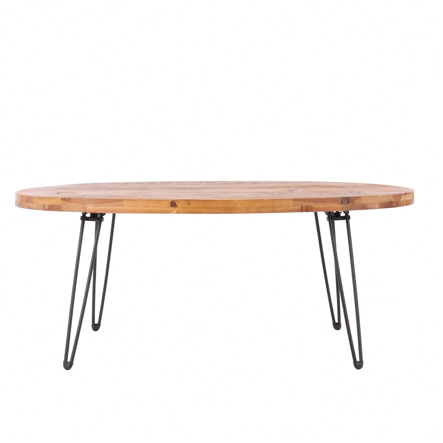 Oval Natural Reclaimed Wood Foldable Cocktail Table For Your Living Room