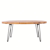 Oval Natural Reclaimed Wood Foldable Cocktail Table For Your Living Room