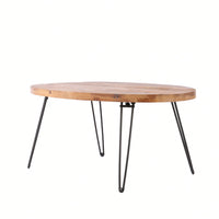 Oval Natural Reclaimed Wood Foldable Cocktail Table For Your Living Room
