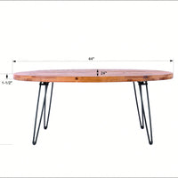 Oval Natural Reclaimed Wood Foldable Cocktail Table For Your Living Room