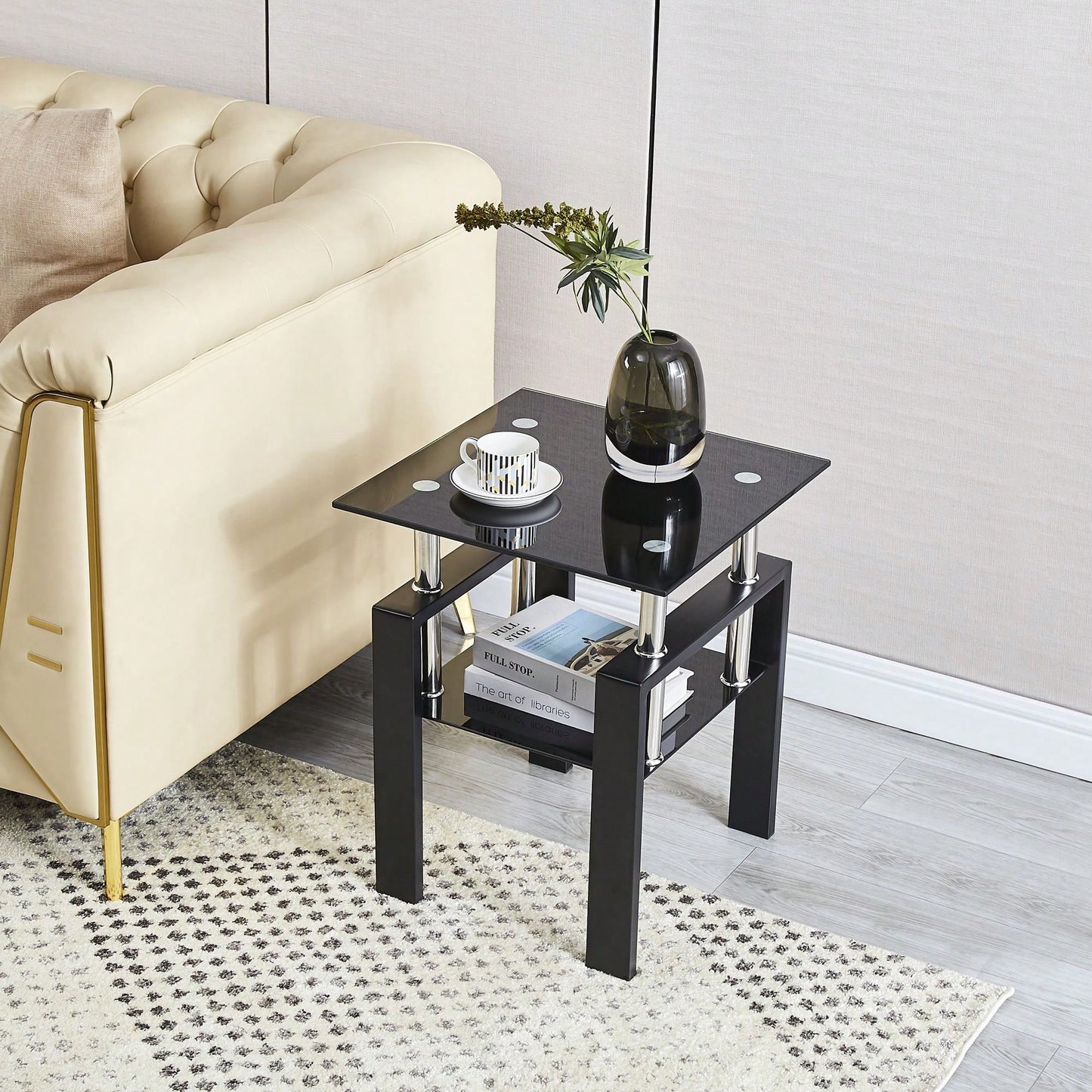 2-Layers Small Table With Storage, Living Room Side Table