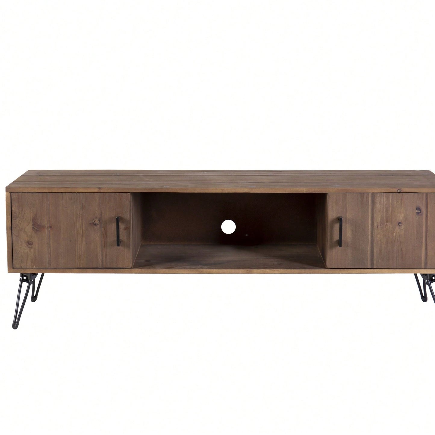 Industrial Style Reclaimed Wood Media TV Stand With Storage Cabinet For Living Media Room