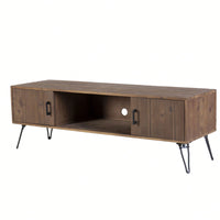 Industrial Style Reclaimed Wood Media TV Stand With Storage Cabinet For Living Media Room