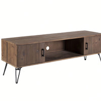 Industrial Style Reclaimed Wood Media TV Stand With Storage Cabinet For Living Media Room