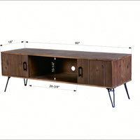 Industrial Style Reclaimed Wood Media TV Stand With Storage Cabinet For Living Media Room