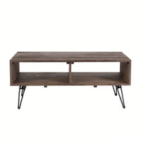 Vintage Style Reclaimed Wood Table With Foldable Metal Legs And Open Storage