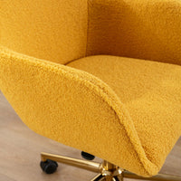 Modern Teddy Fabric Material Adjustable Height 360 Revolving Home Office Chair With Gold Metal Legs And Universal Wheel