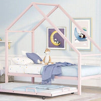 Twin Size Metal House Bed Kids Bed