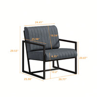 Modern Fashion PU Leather Feature Armchair With Metal Frame Extra-Thick Padded Backrest And Seat Cushion
