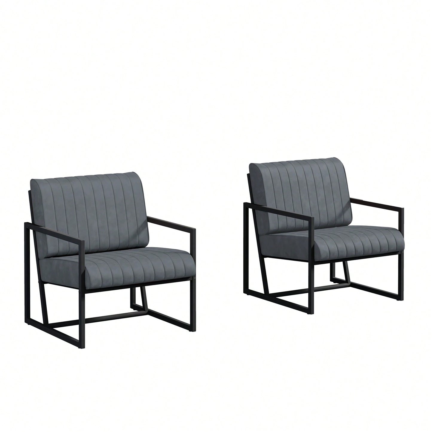 Modern Fashion PU Leather Feature Armchair With Metal Frame Extra-Thick Padded Backrest And Seat Cushion