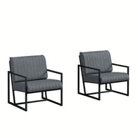 Modern Fashion PU Leather Feature Armchair With Metal Frame Extra-Thick Padded Backrest And Seat Cushion