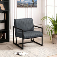 Modern Fashion PU Leather Feature Armchair With Metal Frame Extra-Thick Padded Backrest And Seat Cushion