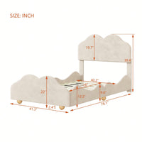 Twin Size Upholstered Platform Bed With Cloud Shaped Bed Board