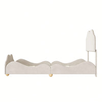 Twin Size Upholstered Platform Bed With Cloud Shaped Bed Board