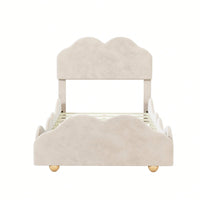 Twin Size Upholstered Platform Bed With Cloud Shaped Bed Board