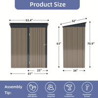 5*3FT Outdoor Storage Shed,Tool Shed With Sloping Roof And Lockable Door, Metal Shed For Backyard Garden Patio Lawn