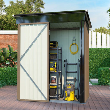 5*3FT Outdoor Storage Shed,Tool Shed With Sloping Roof And Lockable Door, Metal Shed For Backyard Garden Patio Lawn