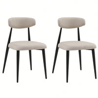 Modern Dining Chairs Set Of 2, Curved Backrest Round Upholstered And Metal Frame