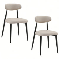 Modern Dining Chairs Set Of 2, Curved Backrest Round Upholstered And Metal Frame