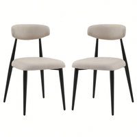 Modern Dining Chairs Set Of 2, Curved Backrest Round Upholstered And Metal Frame