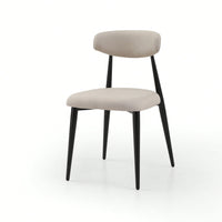 Modern Dining Chairs Set Of 2, Curved Backrest Round Upholstered And Metal Frame