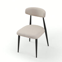 Modern Dining Chairs Set Of 2, Curved Backrest Round Upholstered And Metal Frame
