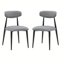 Modern Dining Chairs Set Of 2, Curved Backrest Round Upholstered And Metal Frame