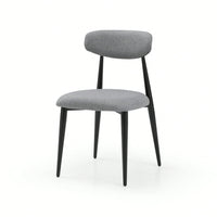 Modern Dining Chairs Set Of 2, Curved Backrest Round Upholstered And Metal Frame
