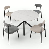 Modern Dining Chairs Set Of 2, Curved Backrest Round Upholstered And Metal Frame
