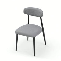 Modern Dining Chairs Set Of 2, Curved Backrest Round Upholstered And Metal Frame