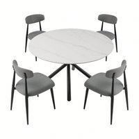 Modern Dining Chairs Set Of 2, Curved Backrest Round Upholstered And Metal Frame