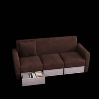 Double Armrests With Coffee Table And Drawers 77.9" Chenille Living Room Apartment Studio Sofa