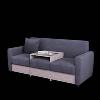 Double Armrests With Coffee Table And Drawers 77.9" Chenille Living Room Apartment Studio Sofa