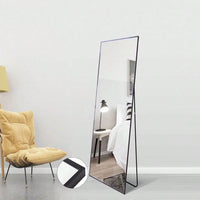 59" X 16" Tall Full Length Mirror With Stand, Black Wall Mounting Full Body Mirror, Metal Frame Full-Length Mirror For Living Room, Bedroom