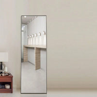 59" X 16" Tall Full Length Mirror With Stand, Black Wall Mounting Full Body Mirror, Metal Frame Full-Length Mirror For Living Room, Bedroom