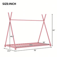Twin Size House Platform Bed With Triangle Structure