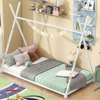 Twin Size House Platform Bed With Triangle Structure