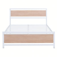 Full Size Platform Bed, Metal And Wood Bed Frame With Headboard And Footboard